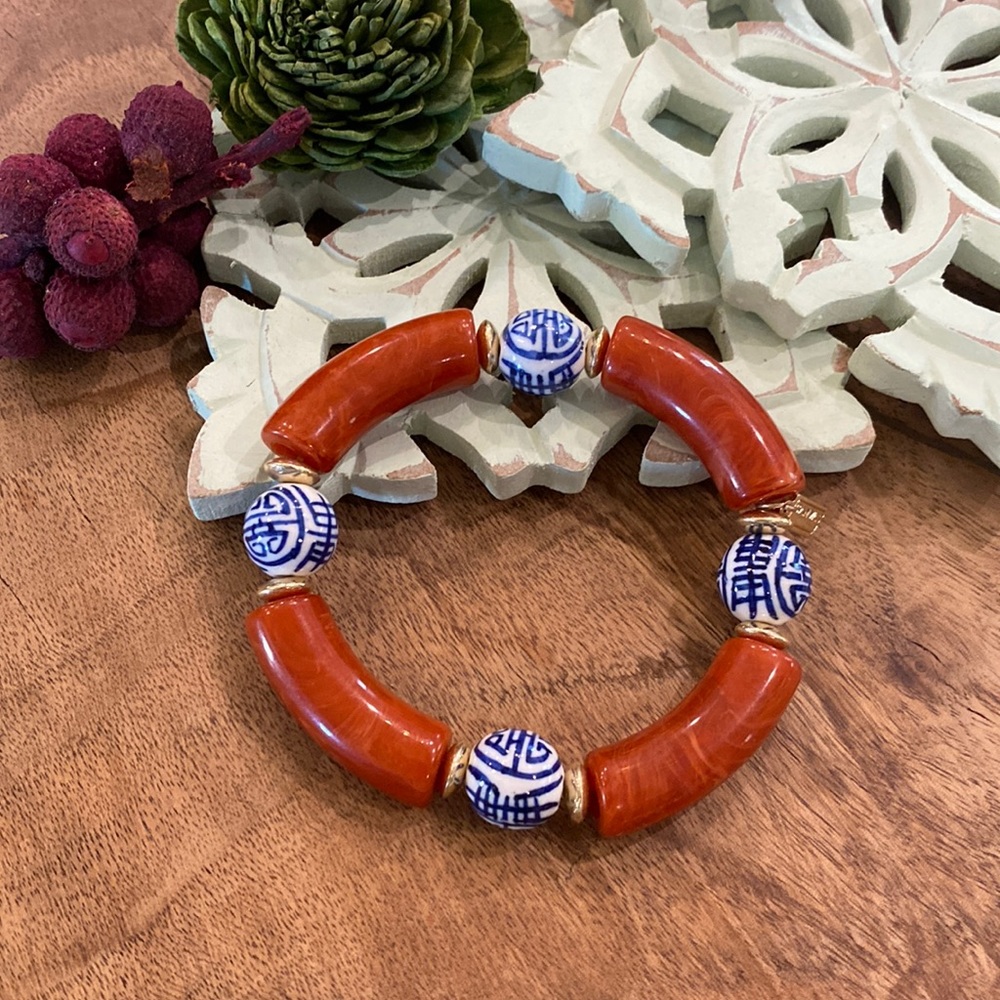 Rust Beaded Tubular Bracelet